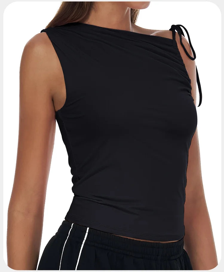 Sexy Shoulder Sports Shirt Vest Loose Breathable Quick Drying Top Gym Running Fitness Yoga Clothing Lightweight Tops For Women