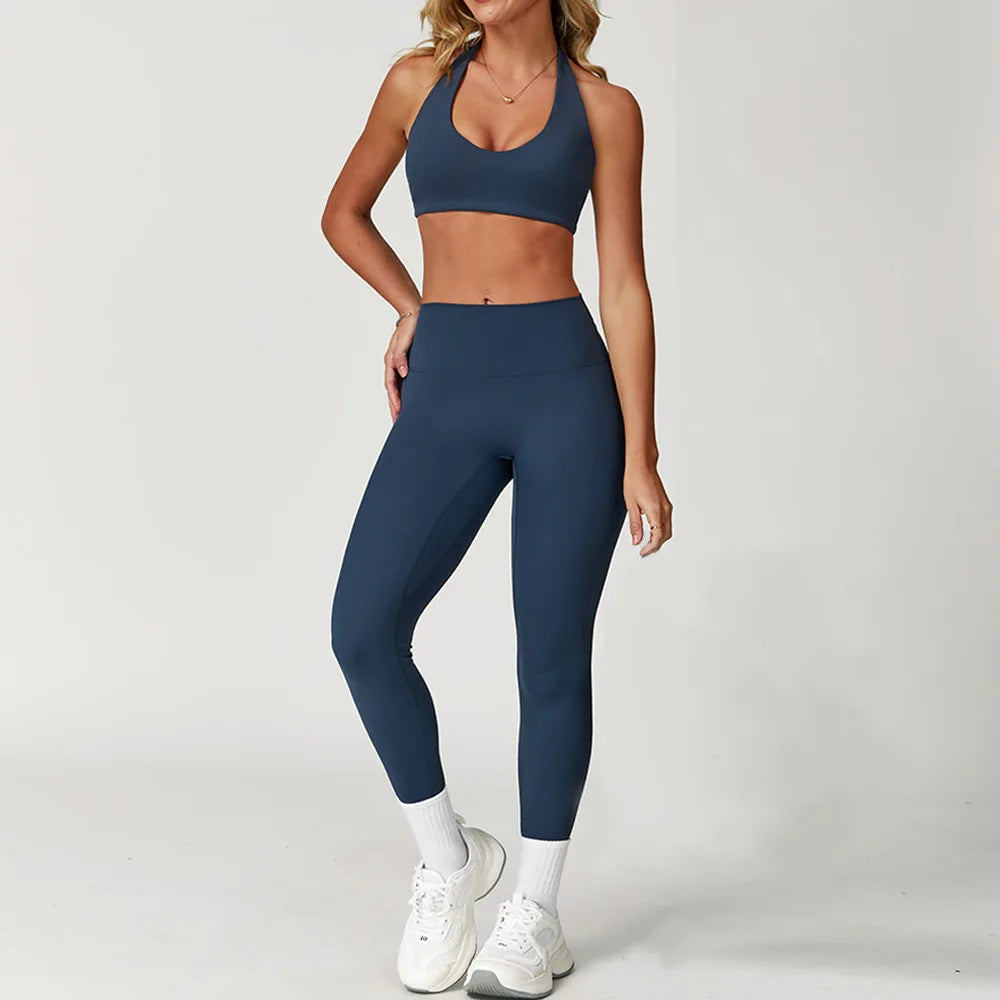 Women's Tracksuit 2PCS Fitness Suit Yoga Set Sportswear Workout Sports Bra High Waist Leggings Gym Clothing Seamless Sports Suit