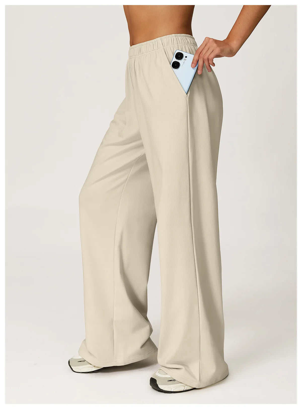 Winter High Waisted Long Sweatpants Women's Yoga Pants Wide Leg Straight Leg Loose Pants Outdoor Running Sports Sweatpants