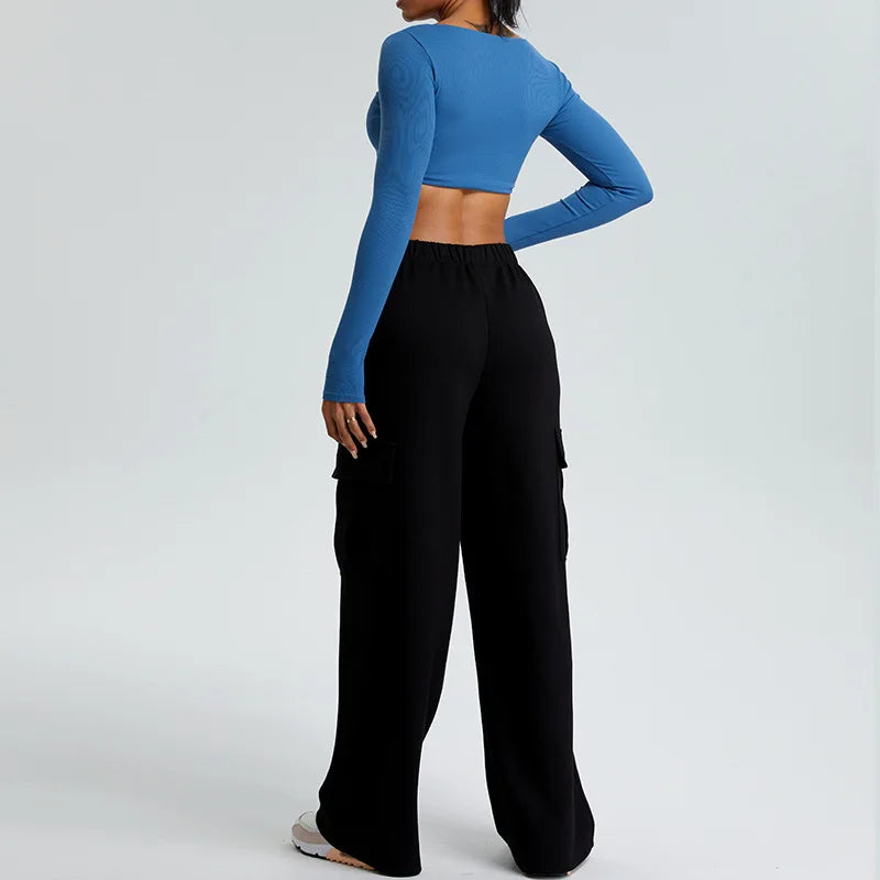 Yoga Shirts Women Crop Top Ribbed Long Sleeves Sexy Shirts for Women Yoga Sports Fitness Running Gym Clothes Push Up Workout Top