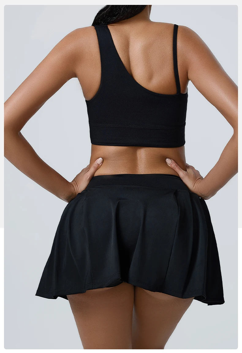 Yoga Set 2PCS Women Sport Suit Gym wear Workout Clothes Sports Crop Top Yoga Short Skirt Fitness Bra Set Breathable Gym Suits