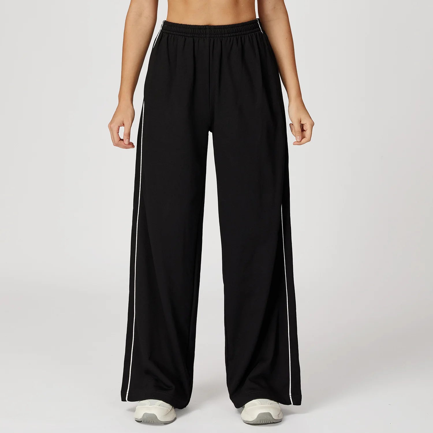 Color Blocking Sports Sweatpants Women Yoga Pants Loose High Waisted Straight Leg Sweatpants With Pockets Outdoor Fitness Pants