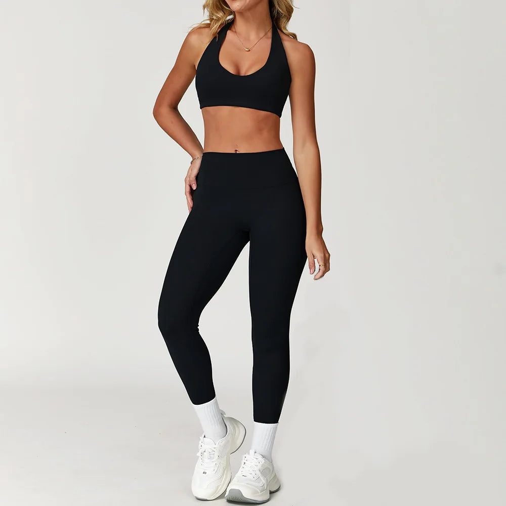 Women's Tracksuit 2PCS Fitness Suit Yoga Set Sportswear Workout Sports Bra High Waist Leggings Gym Clothing Seamless Sports Suit