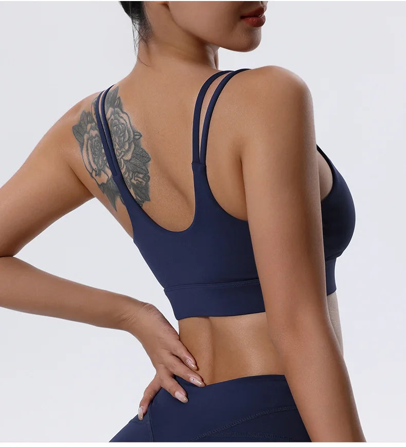 High Support Sports Bra Sexy Criss Cross Straps Back High Support Impact Yoga Underwear Running Fitness Gym Padded Bralette