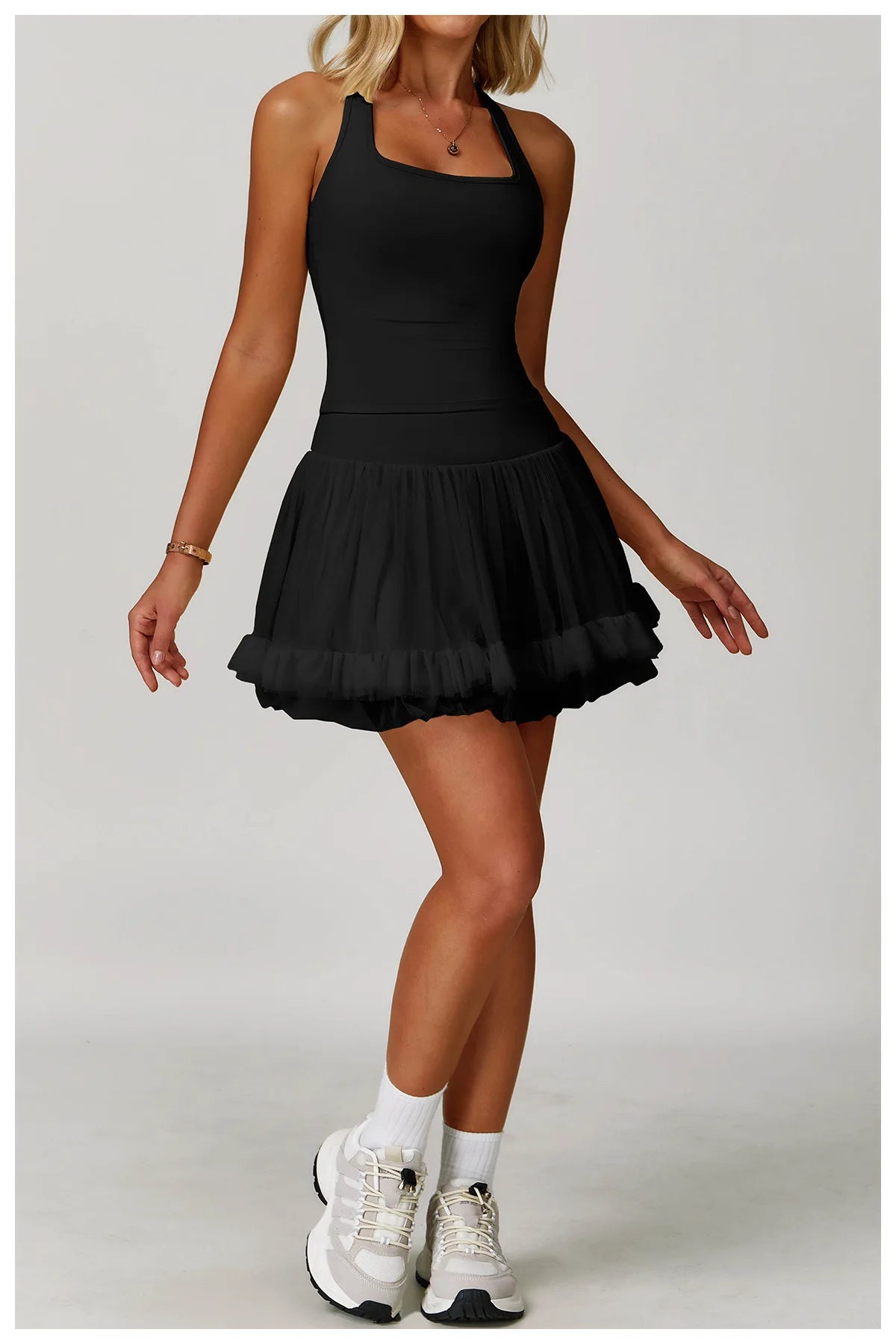 Summer Women's Yoga Short Skirt Anti Glare Short Skirt High Waist Tennis Skirt Casual A-line Half Skirt Mesh Sports Short Skirt