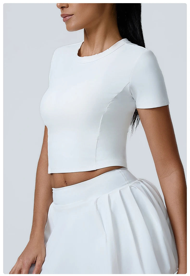 Yoga Top Women Short Sleeve Sport T Shirts Fitness Clothes Yoga Shirt Gym Top Running Sport Push Up Workout Crop Top
