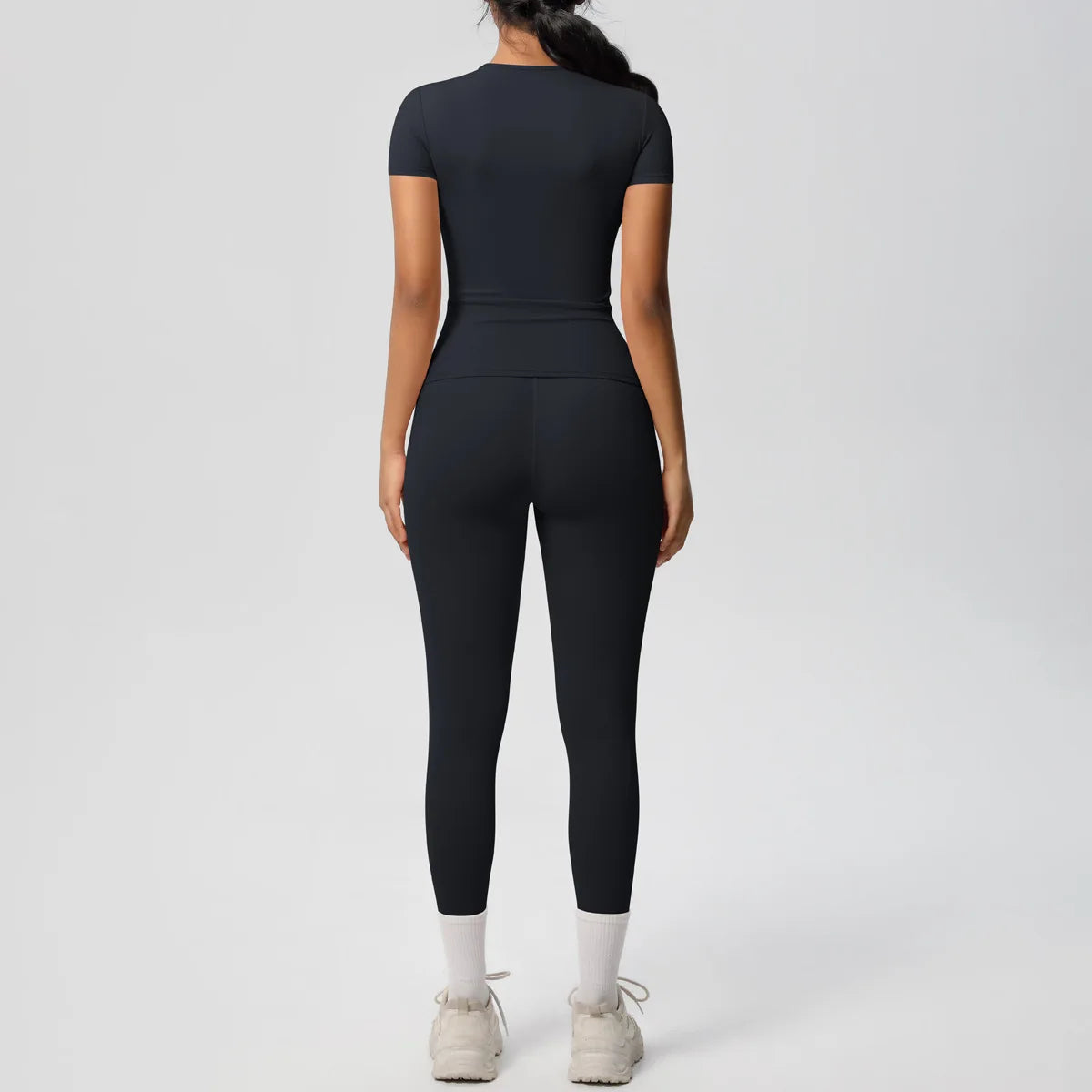 2PCS Yoga Set Women's Tracksuit Quick-Drying Gym Leggings Set Short Sleeve Breathable Gym Yoga Slim Fitness Active Top