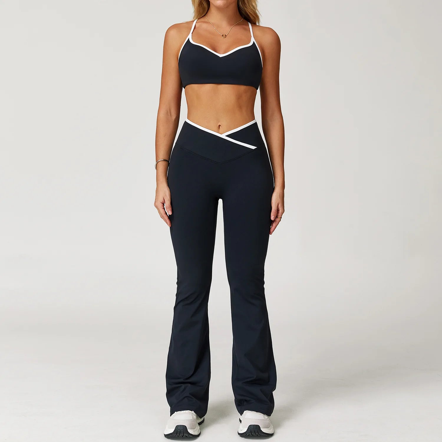Women's Clothes Yoga Set 2 Pieces Workout Tracksuit Sportswear Gym Clothing High Waist Bell-bottoms Sexy Fitness Bta Sports Suit