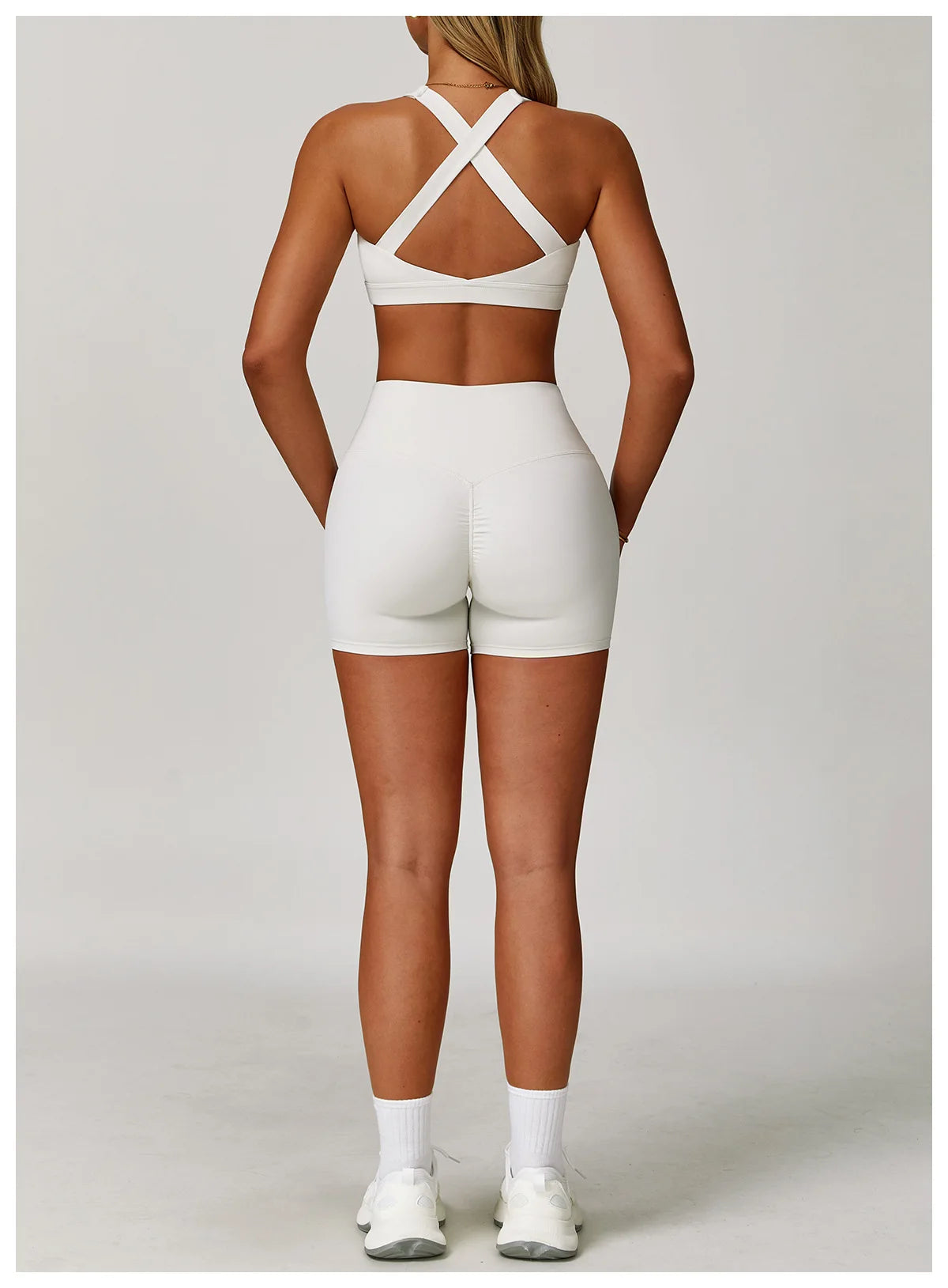 2PCS Women's Tracksuit Athletic Wear Yoga Set Workout Shorts Sportswear Gym Clothing High Waist Leggings Fitness Bra Sports Suit