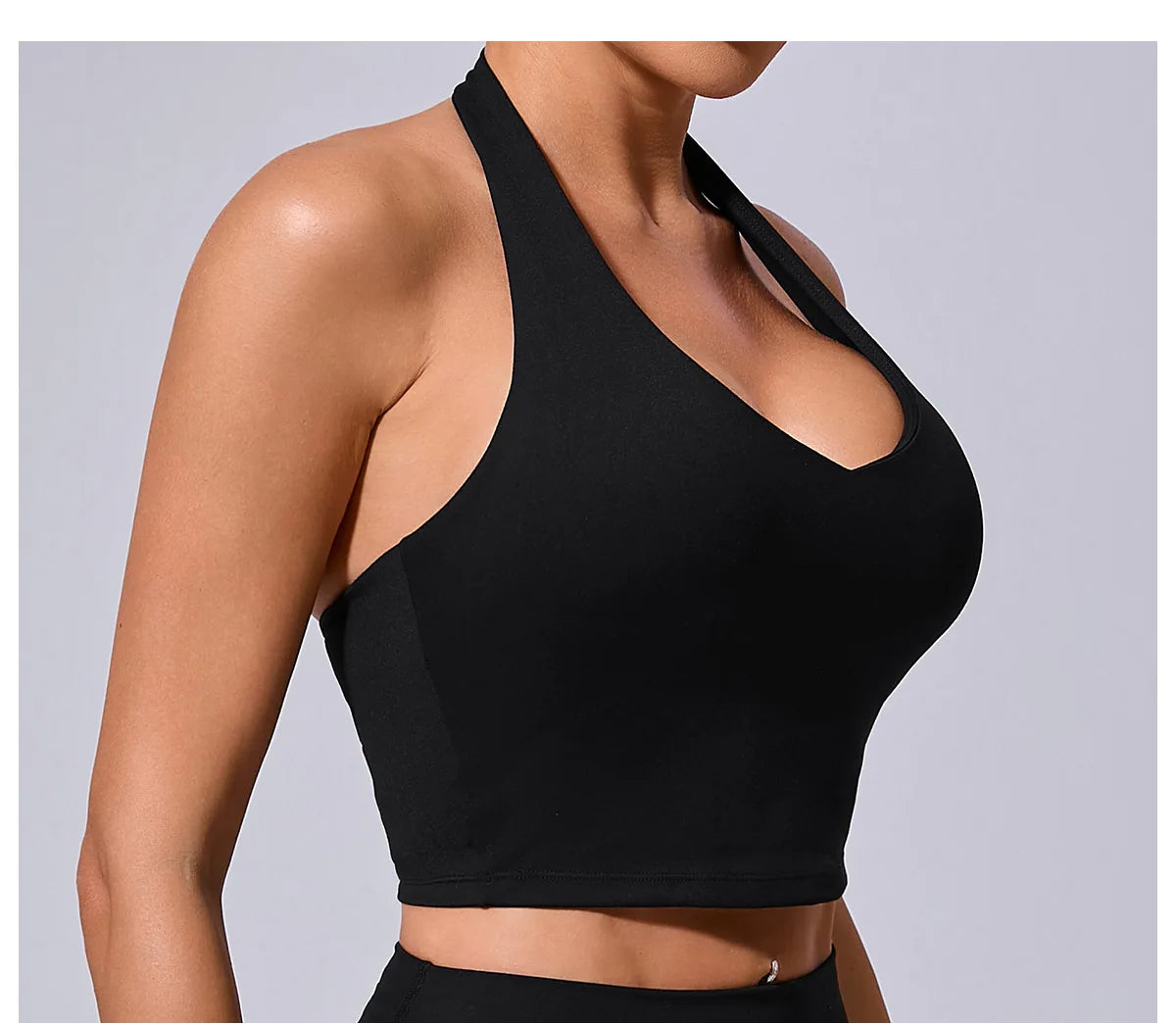 Women Hanging Neck Yoga Sports Bra Breathable Shock Proof Gym Workout Fitness Push Up Top Yoga Running Sportswear Vest Bra