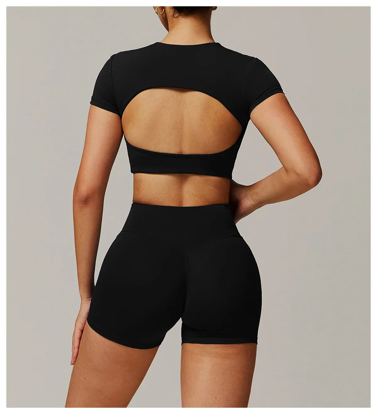 Yoga Top Sport T Shirts Women Fitness Clothes Workout Short Sleeve Top Yoga Shirt Gym Running Back Hollow Out Push Up Sport Top
