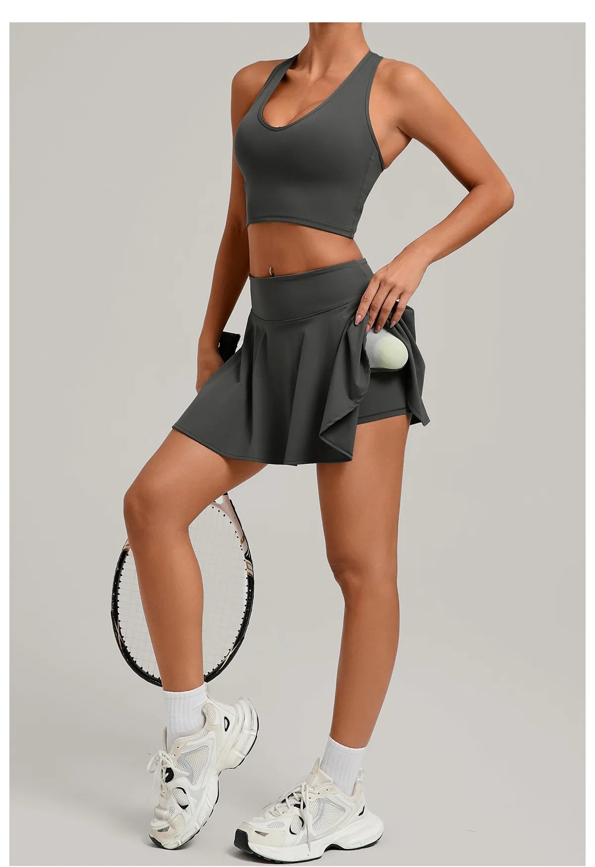 High Waisted Tennis Mini Skirt Women's Tennis Yoga Golf Sports Belt Safety Pants Pocket Comfortable and Breathable Sports Skirt