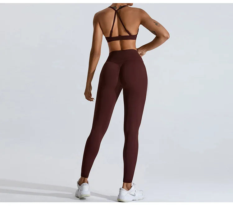 Women Sports Underwear Scrunch Push-up High Support Adjustable Thin Shoulder Strap Tank Fitness Top Seamless Workout Yoga Bras