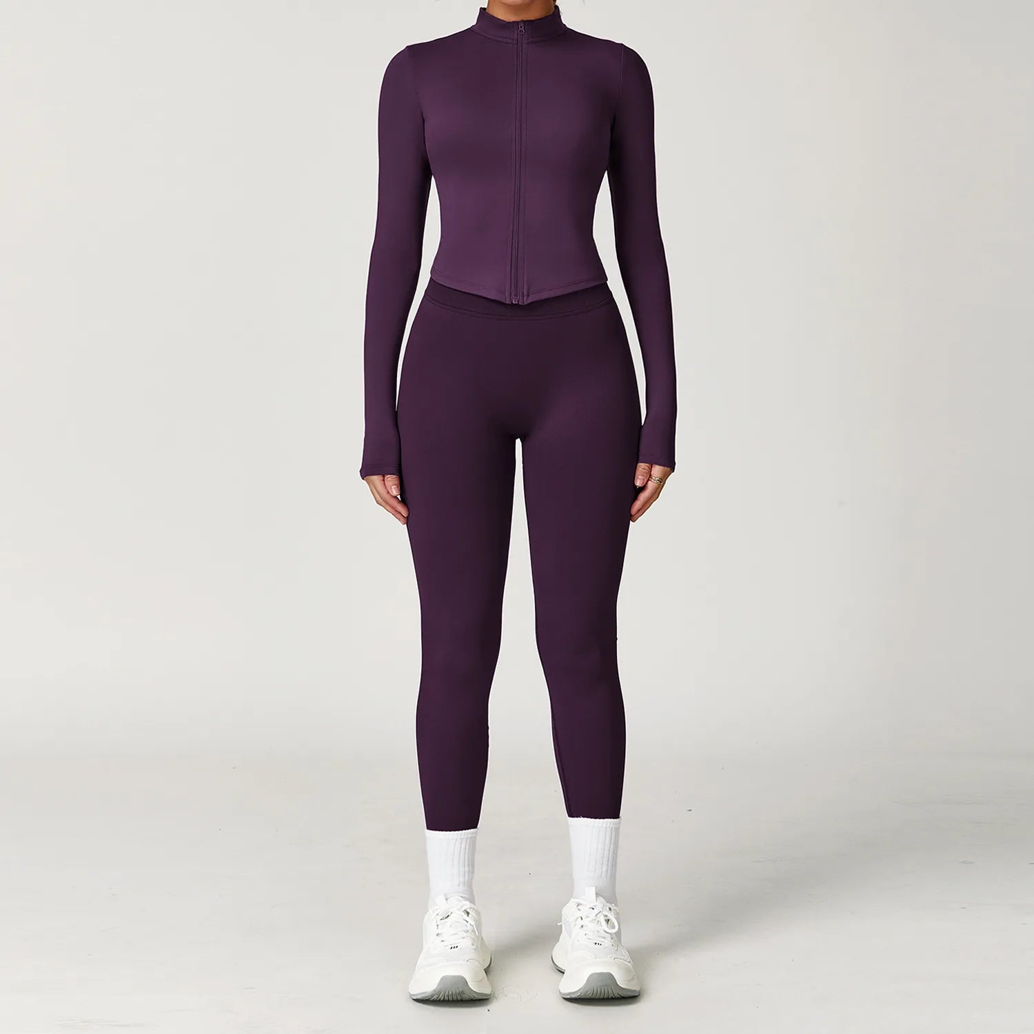 2PCS Yoga Suit Sports Set Women Gym Set Women Tracksuit Running Workout Long Sleeve Sports Shirt Yoga Clothing Seamless Leggings