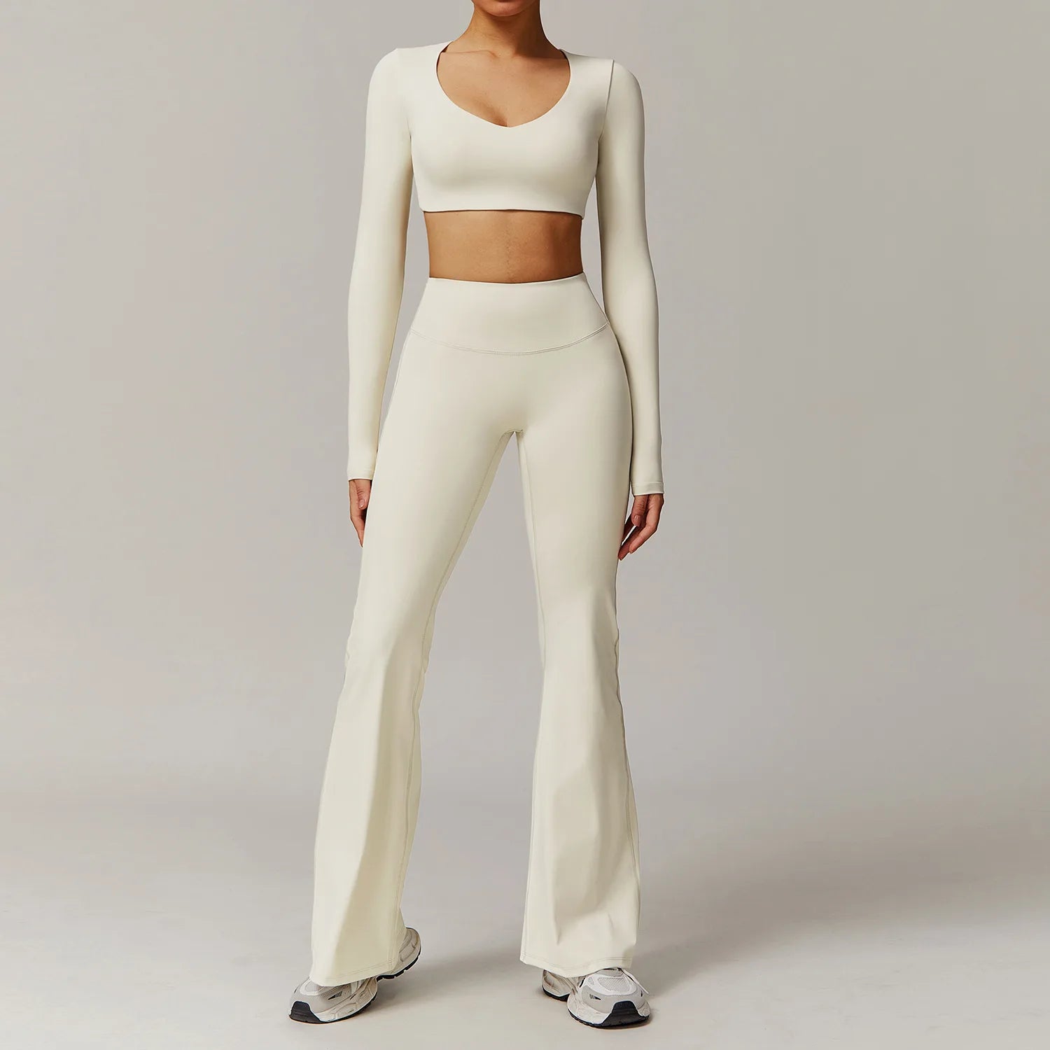 Women's Tracksuit 2PCS Yoga Sets Sportswear Workout Fitness Long Sleeved Sports Bra High Waist Leggings Gym Clothing Sports Suit