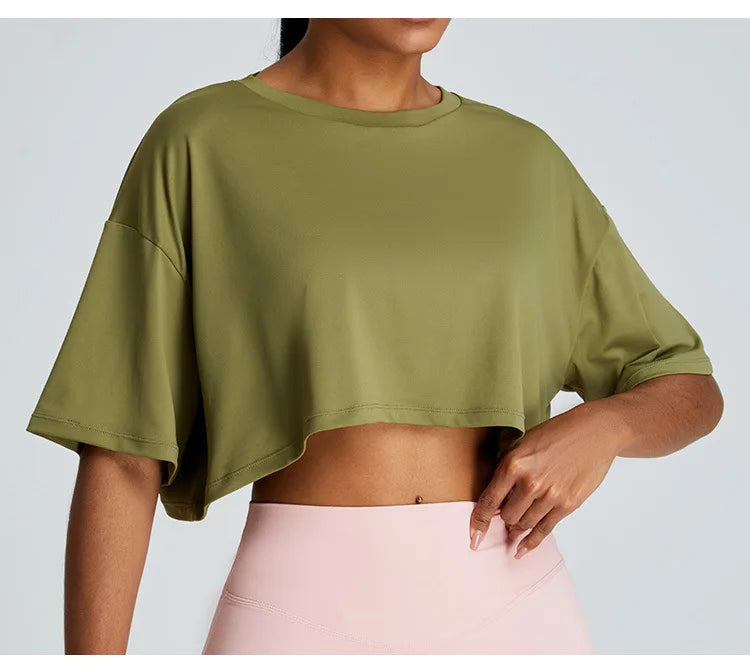 Loose Yoga Short Sleeves Women Breathable Quick Drying Yoga Clothes for Women Running Fitness Tops Sports Short Sleeved T-shirts