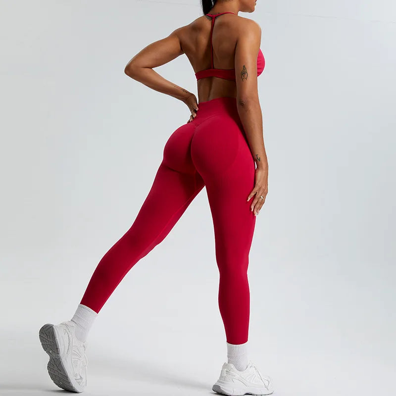 Seamless 2PCS Sportswear Yoga Set For Women Gym Clothes Sportswear Yoga Suits Fitness Set Tracksuits Sports Bra Gym Leggings Set
