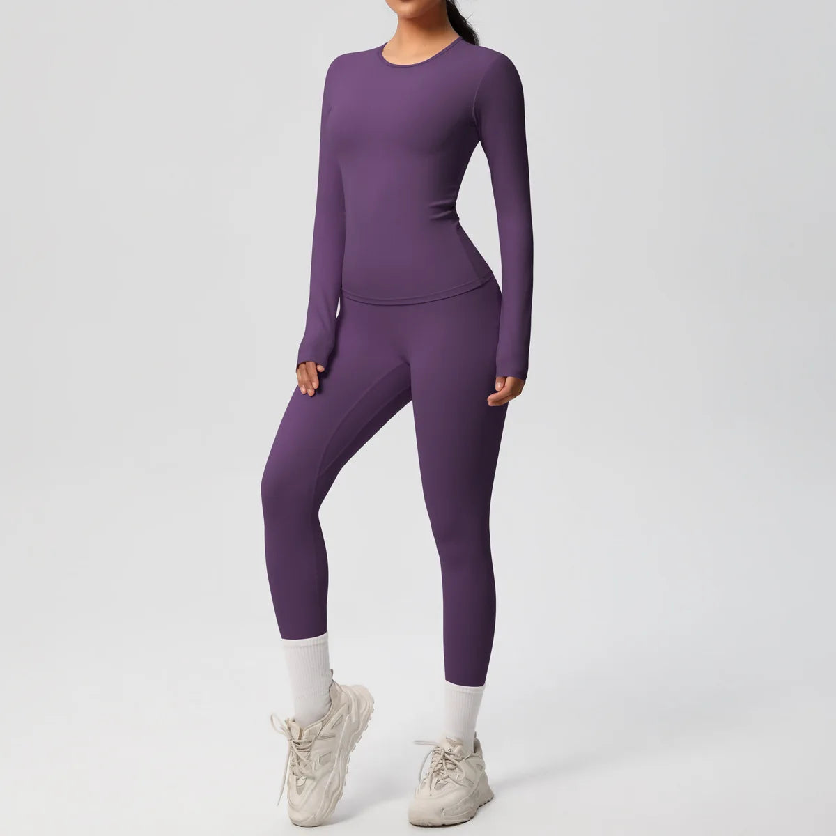 2PCS Yoga Suit Sports Set Women Sportswear Gym Set Women Tracksuit Running Workout Long Sleeve Sports Shirt Yoga Clothing