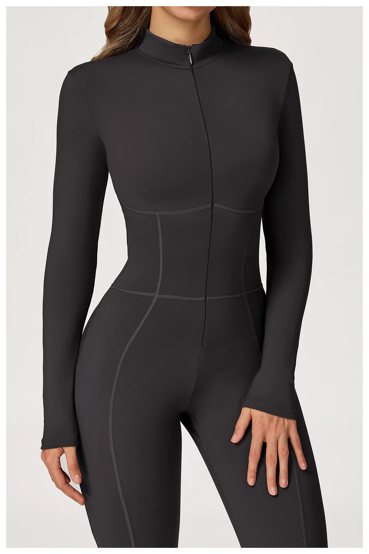 Yoga Overalls Long Sleeved Women's Sportswear Gym Boilersuit Zipper Jumpsuits Workout High-intensity Fitness Skin-tight Garment