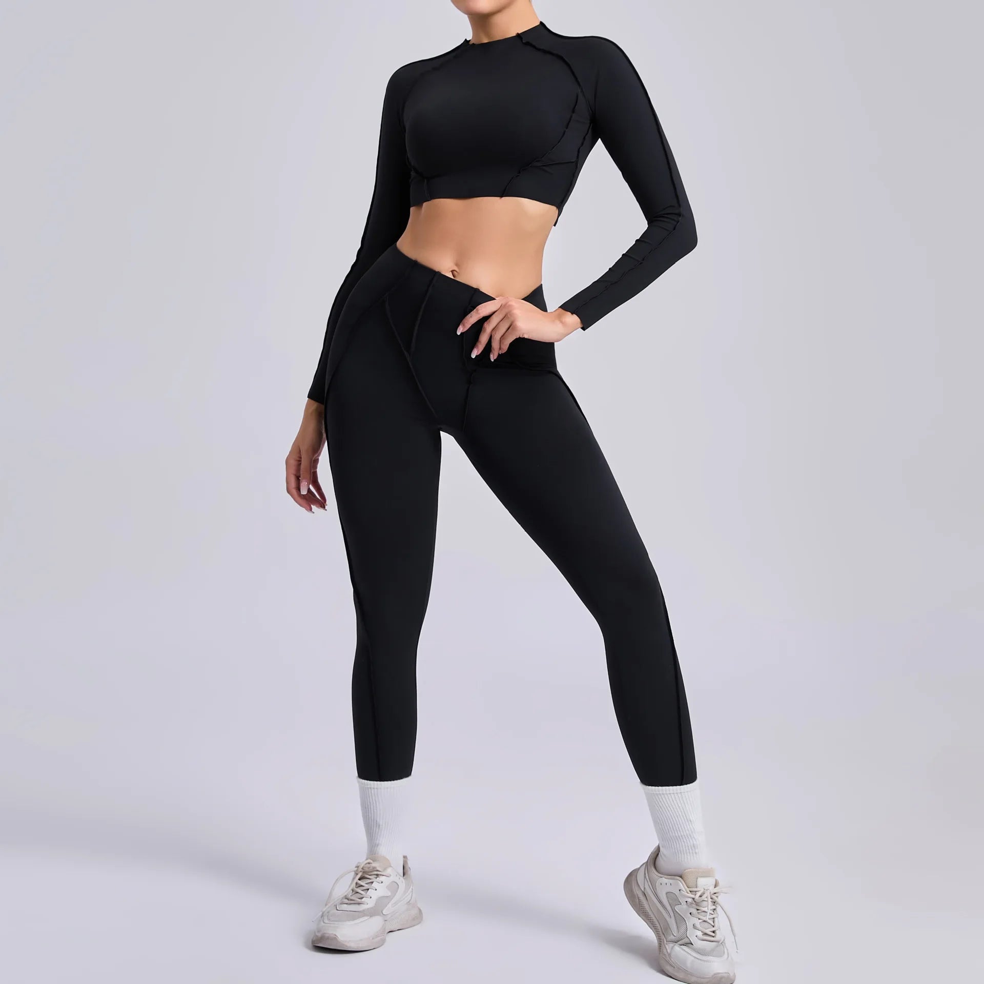 Yoga Set 2 Pieces Gym Clothes Sportswear Yoga Suits For Women Fitness Set Workout Tracksuits Sports Long Sleeved Gym Leggings