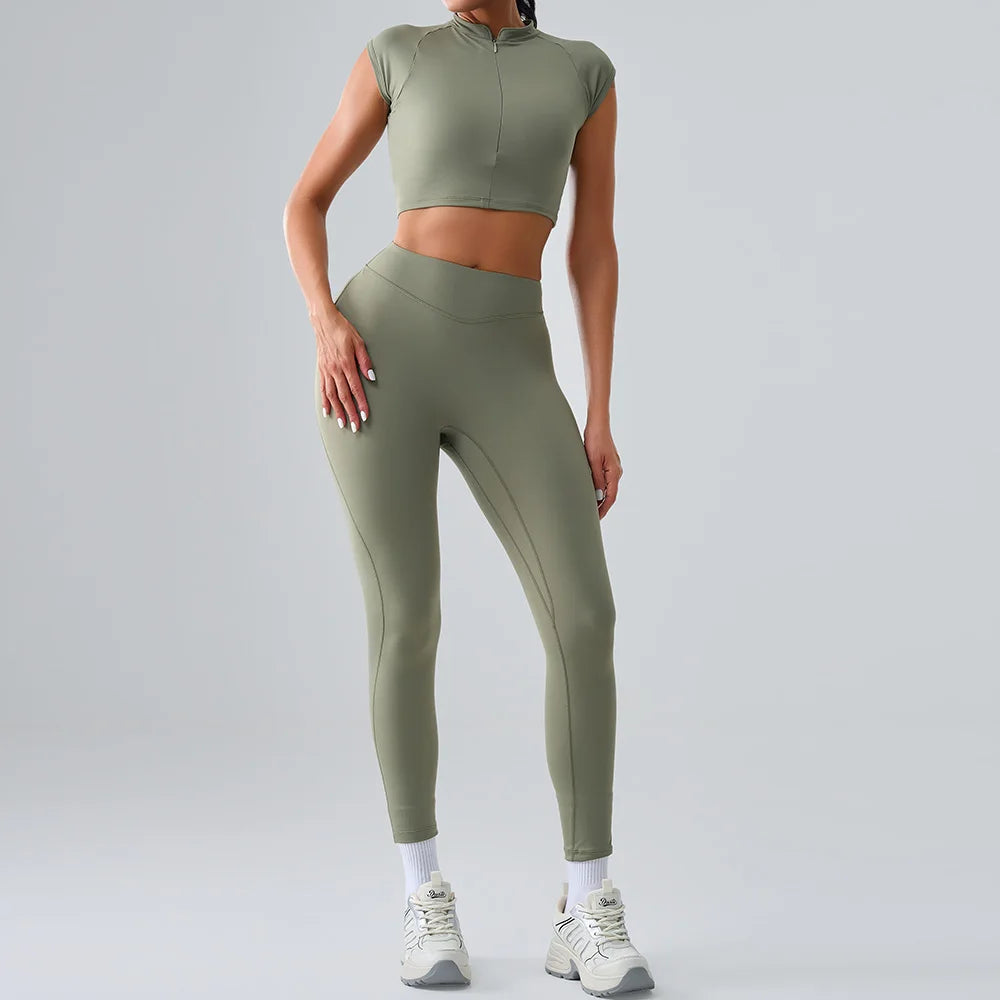 Yoga Suit Women Sports Set 2PCS Quick-Drying Gym Set Women Tracksuit Running Workout Short Sleeves Sports Shirt Yoga Clothing