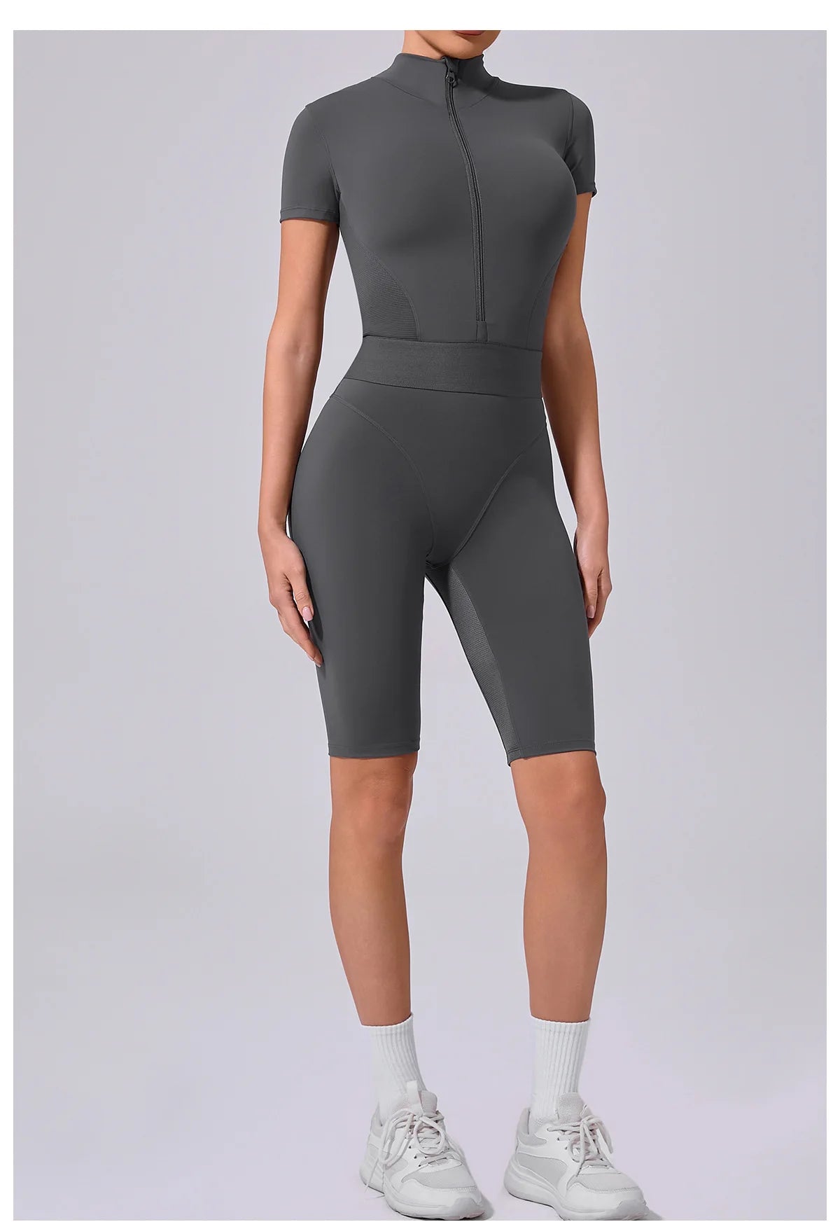 Women's Tracksuit Jumpsuits One-Piece Suit Zipper Short SleevesYoga Set Gym Push Up Workout Clothes Fitness Bodysuit Sportswear