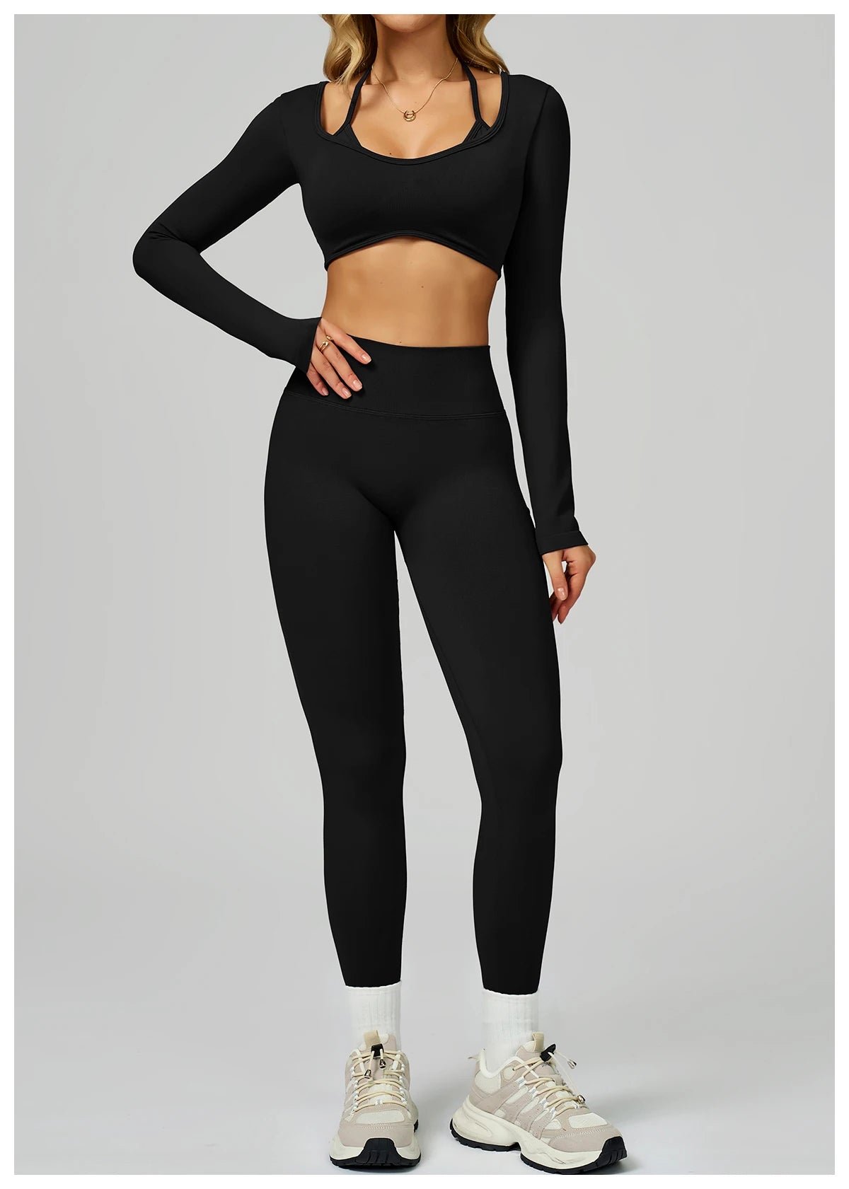 Seamless Yoga Long Sleeved Quick Dry T-Shirt Women Gym Top Women Fitness Sports Crop Top Ribbed Female Long Sleeve Yoga Clothing