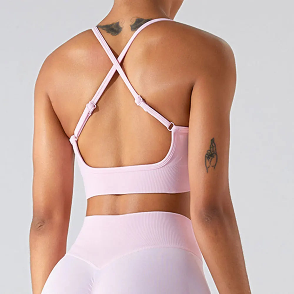 Women Sexy Cross Sports Bra Yoga Gym Top Women Workout Running Yoga Bra Stretch Women Sports Underwear Fitness Workout Tank Top