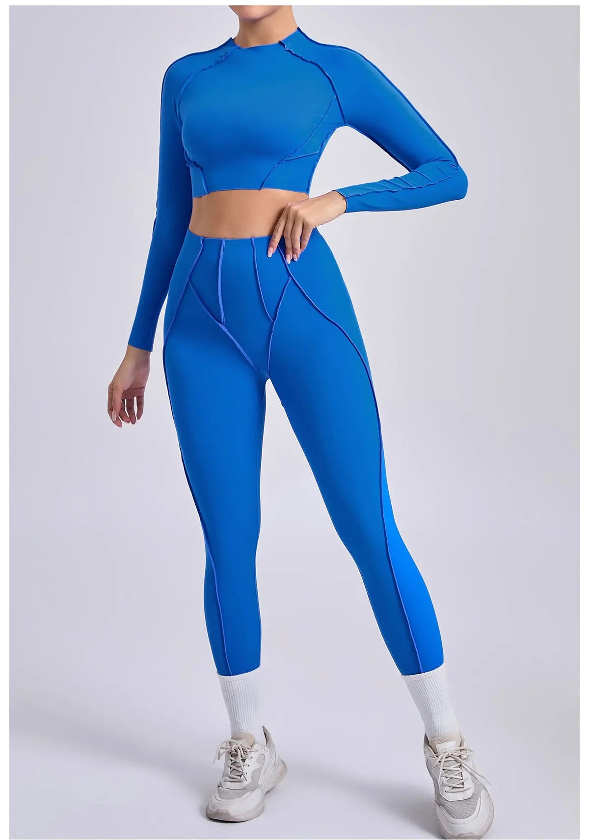 Yoga Set 2 Pieces Gym Clothes Sportswear Yoga Suits For Women Fitness Set Workout Tracksuits Sports Long Sleeved Gym Leggings