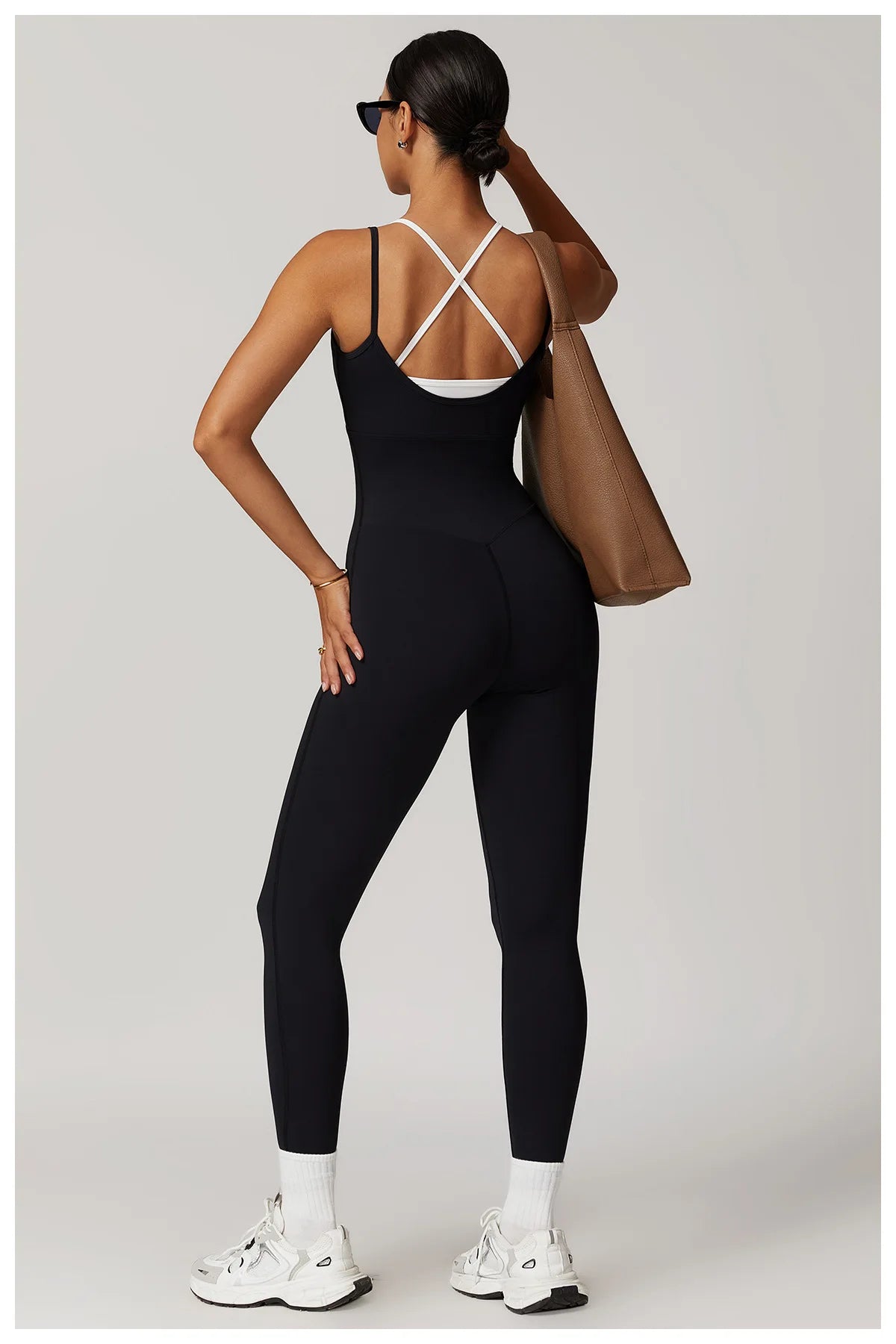 Color Blocked Jumpsuit Gym Set Women Yoga Suit Back Cross Sportswear Women Sports Jumpsuit Fitness Rompers Workout Bodysuits