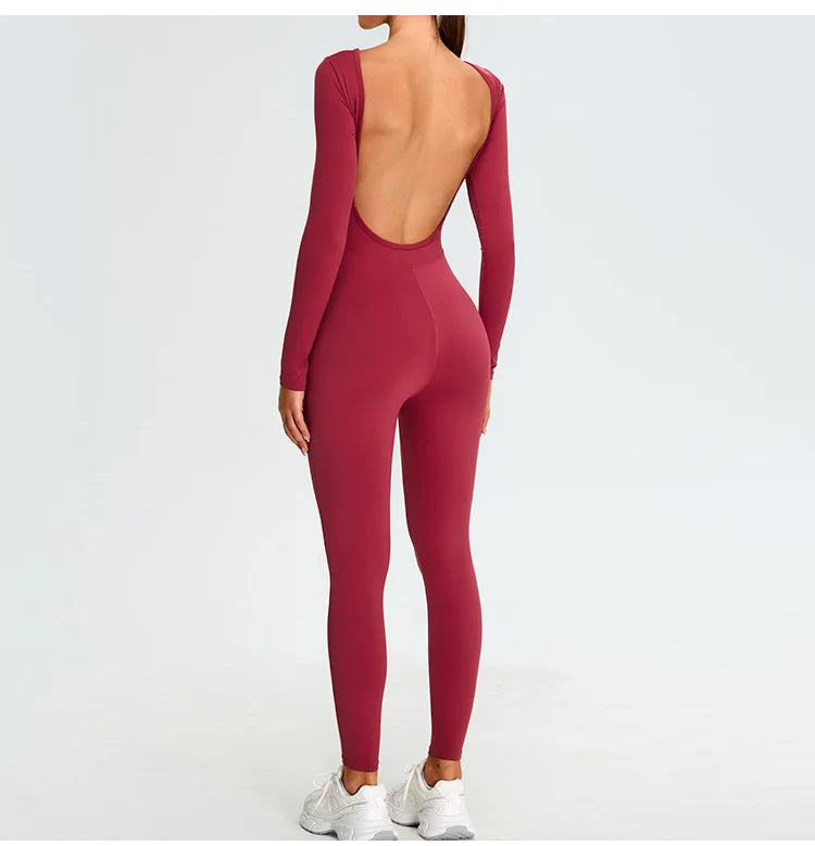 Fitness Rompers Women Gym Set Training Yoga Suit Sportswear Women Sports Jumpsuit Long Sleeved Stretch Push Up Workout Bodysuits