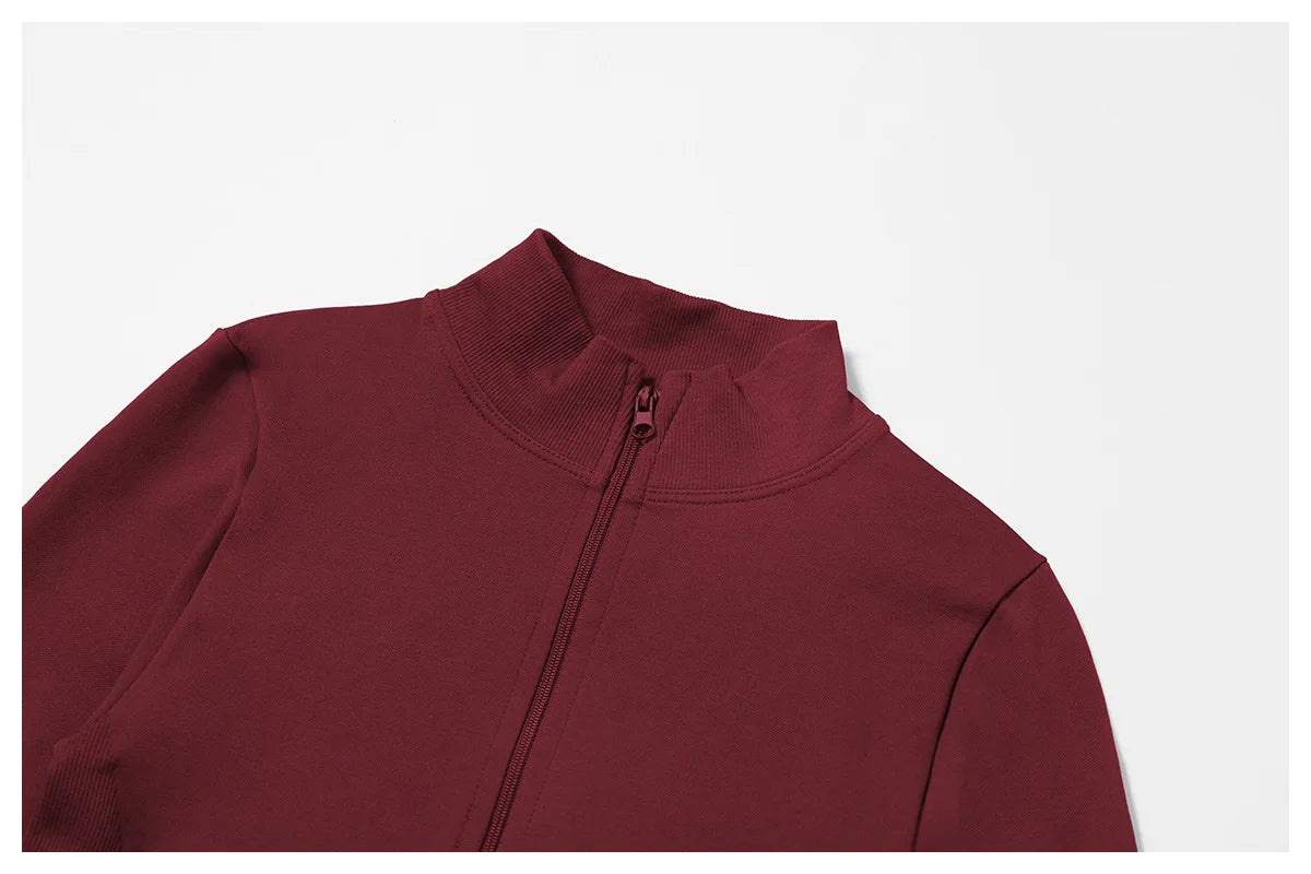 Seamless Yoga Slothes Women's Top Standing Collar Long Sleeved Sports Jacket Running Training Fitness Top Windproof Running Suit