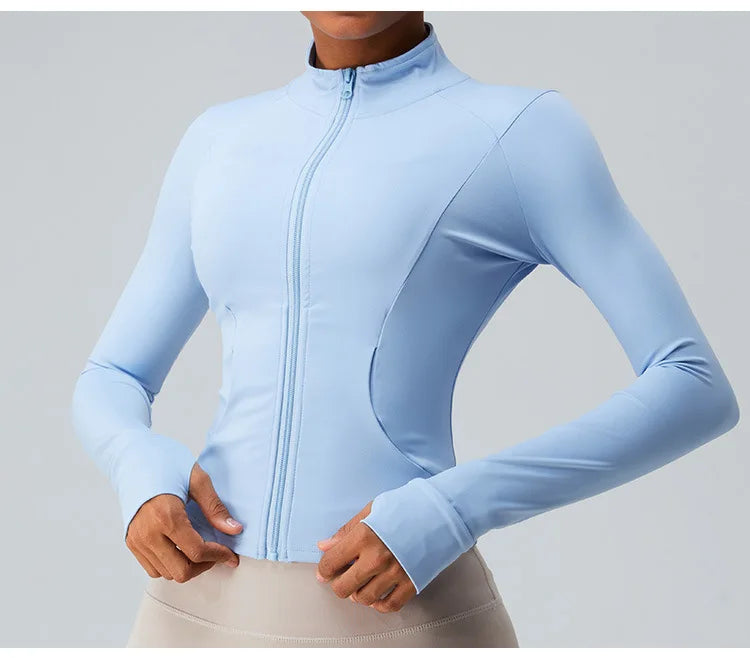 New Outdoor Running Yoga Jacket Elasticity Women's Sports Jacket Gym Sports Long Sleeves Women Quick-Drying Tights Zipper Hoodie