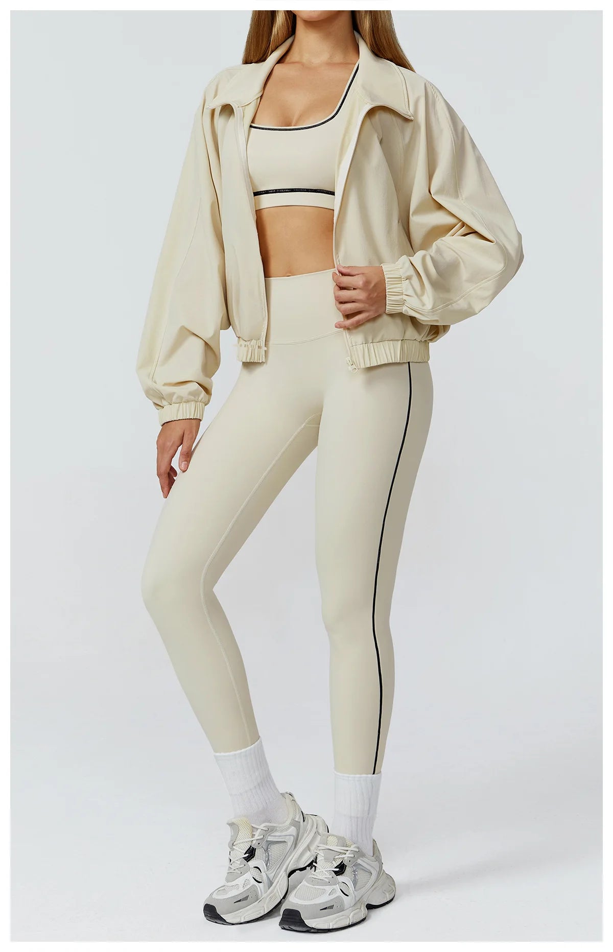 New Quick Drying Stand Up Collar Sports Jacket Women's Zipper Top Windproof Outdoor Running Fitness Long Sleeved Yoga Jacket