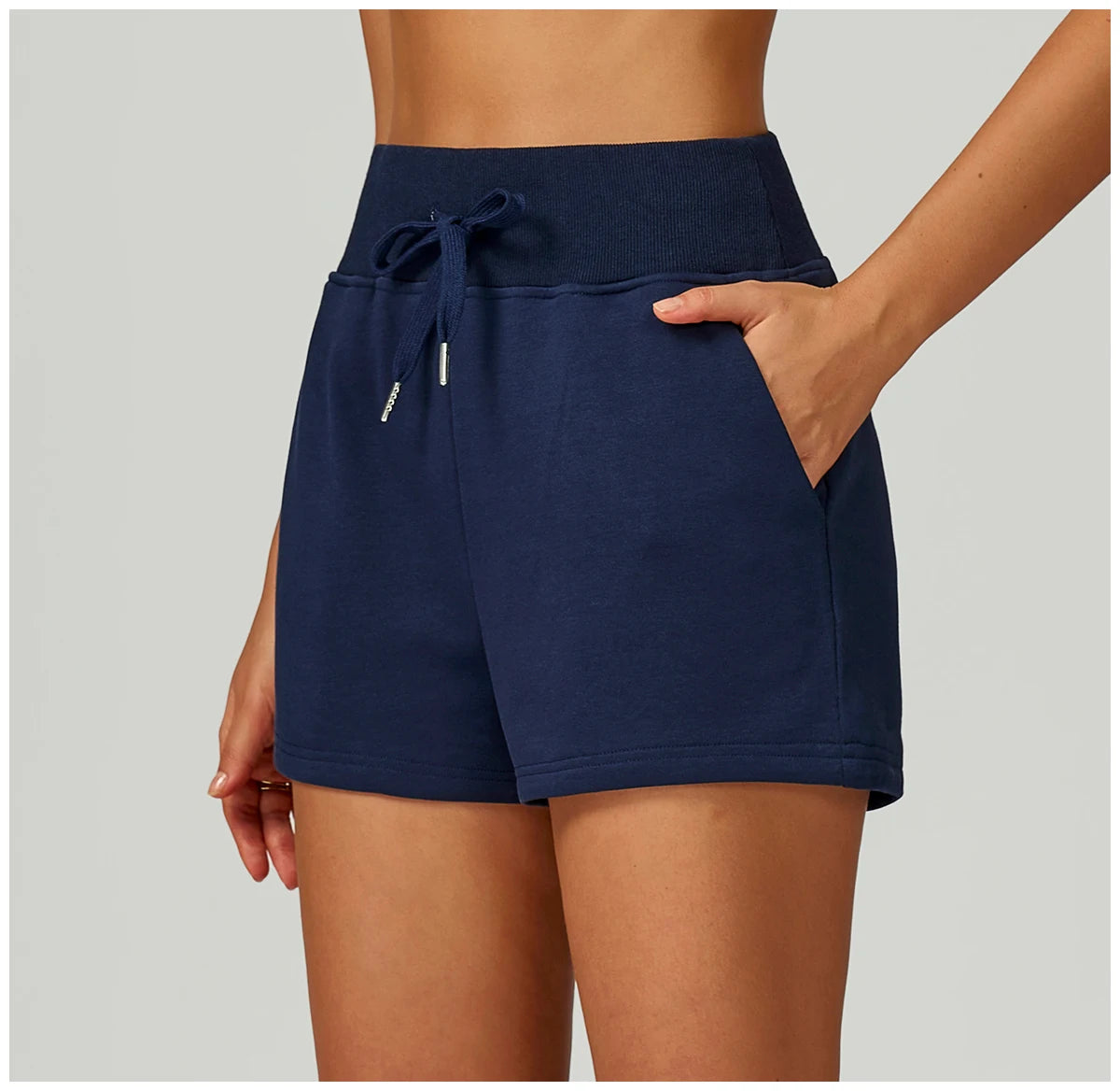 Winter High Waisted Sports Shorts Women's Pocket Drawstring Yoga Shorts Outdoor Sports Shorts Casual Versatile Running Shorts