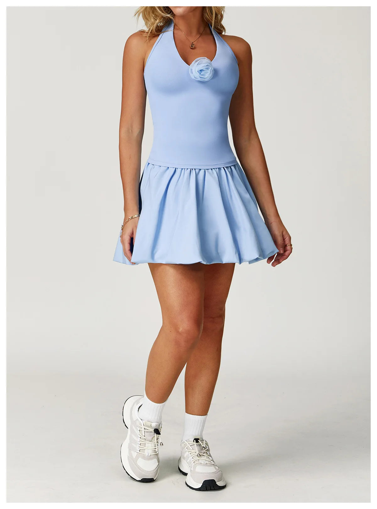 Quick Drying Tennis Short Skirt Women's Yoga Short Skirt Anti Glare Breathable Pocket Puffy Skirt Running Sports Short Skirt