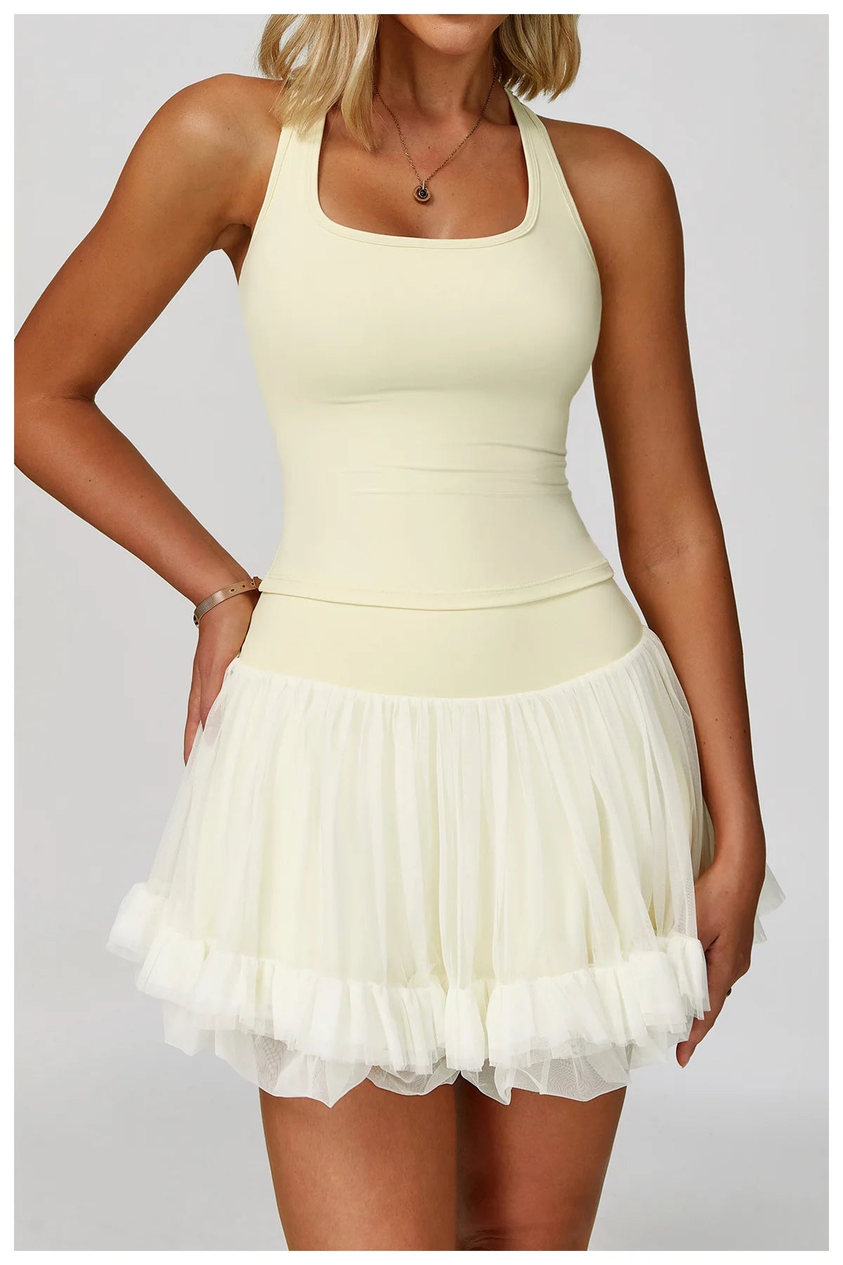 Summer Women's Yoga Short Skirt Anti Glare Short Skirt High Waist Tennis Skirt Casual A-line Half Skirt Mesh Sports Short Skirt