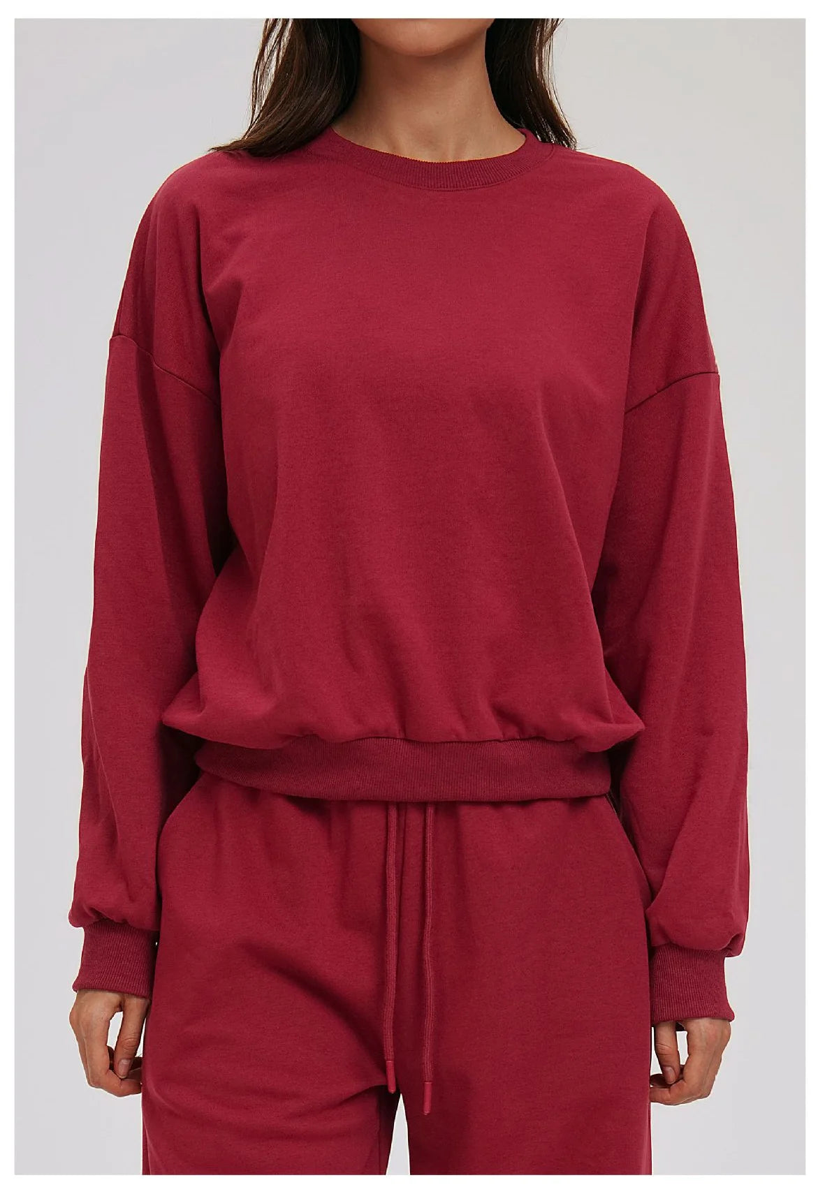 Knitted Round Neck Sports Hoodie for Women Long Sleeves for Outerwear Casual Loose Hoodie Running Top Fitness Sportswear
