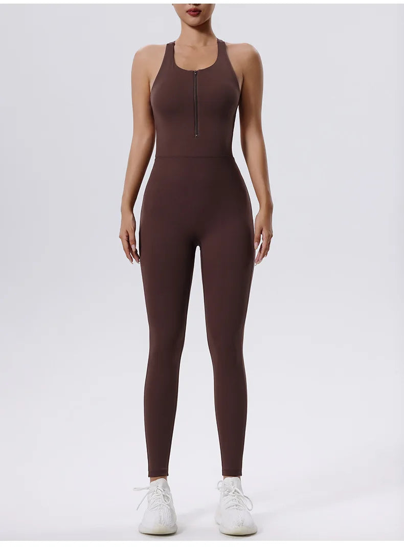 Zipper Yoga Set Women's Tracksuit Yoga Jumpsuits One Piece Workout Bodysuits Rompers Sportswear Gym Set Workout Clothes Women