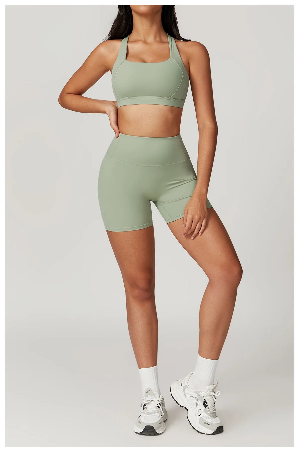 2PCS Women's Tracksuit Athletic Wear Yoga Set Workout Shorts Sportswear Gym Clothing High Waist Leggings Fitness Bra Sports Suit
