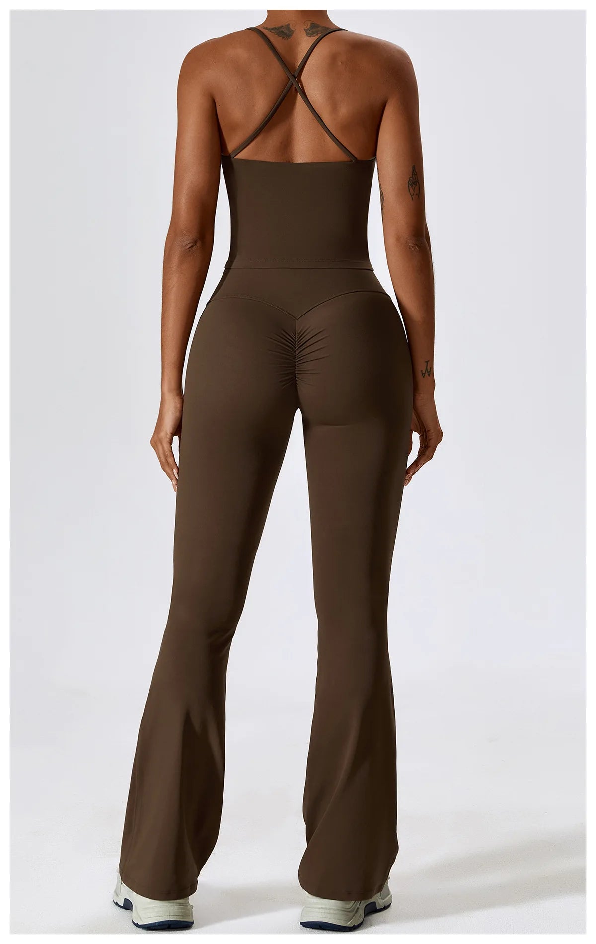 Women Tracksuit Gym Yoga Suit 2PCS Tight Fitting Sports Set Workout Breathable T Shirts Bra Tank Top Loose Bell-bottoms Leggings