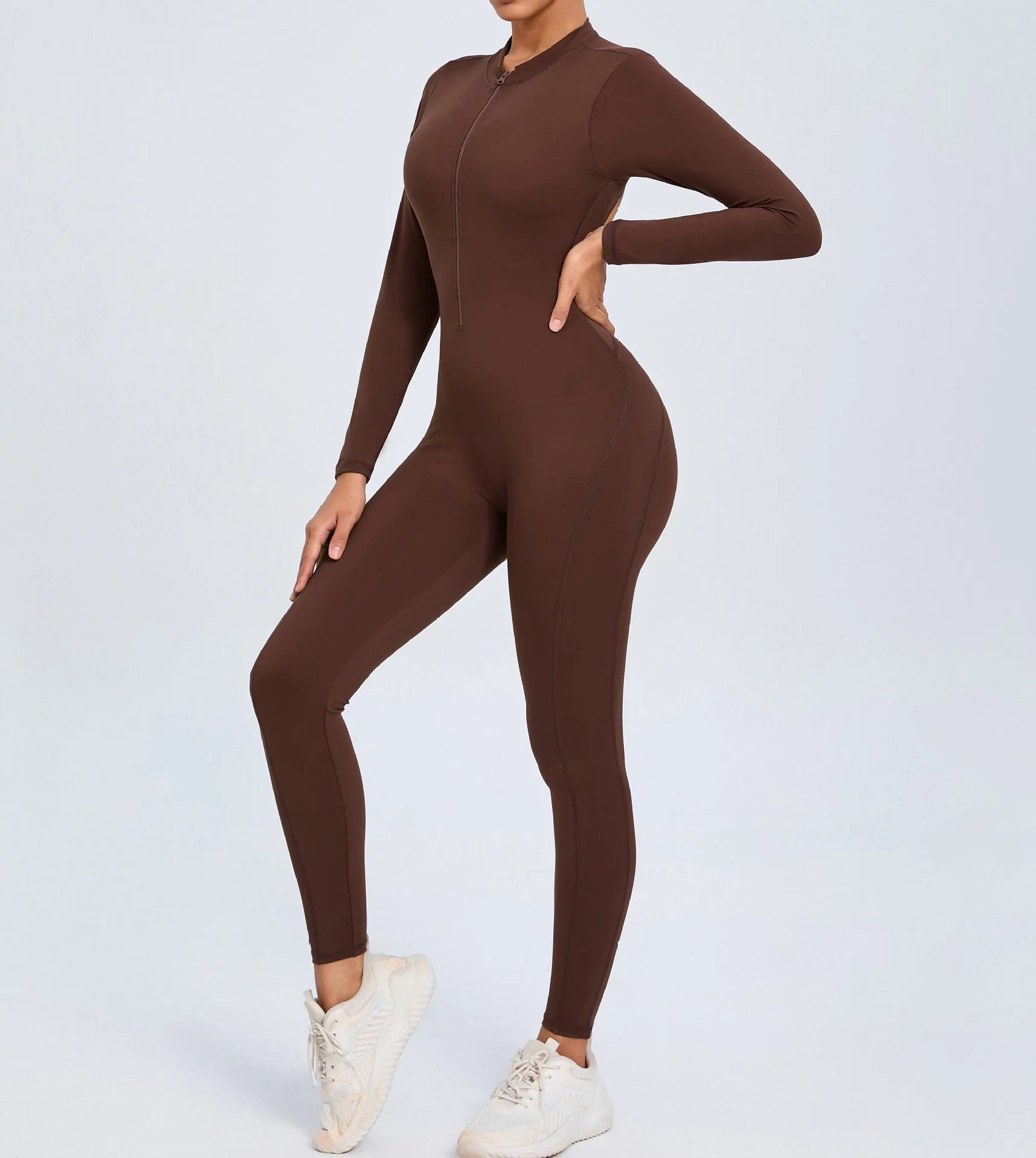 Backless Rompers Yoga Long Sleeved Women's Sportswear Gym Zipper Jumpsuits Workout Bodysuit Fitness One-piece Skin-tight Garment