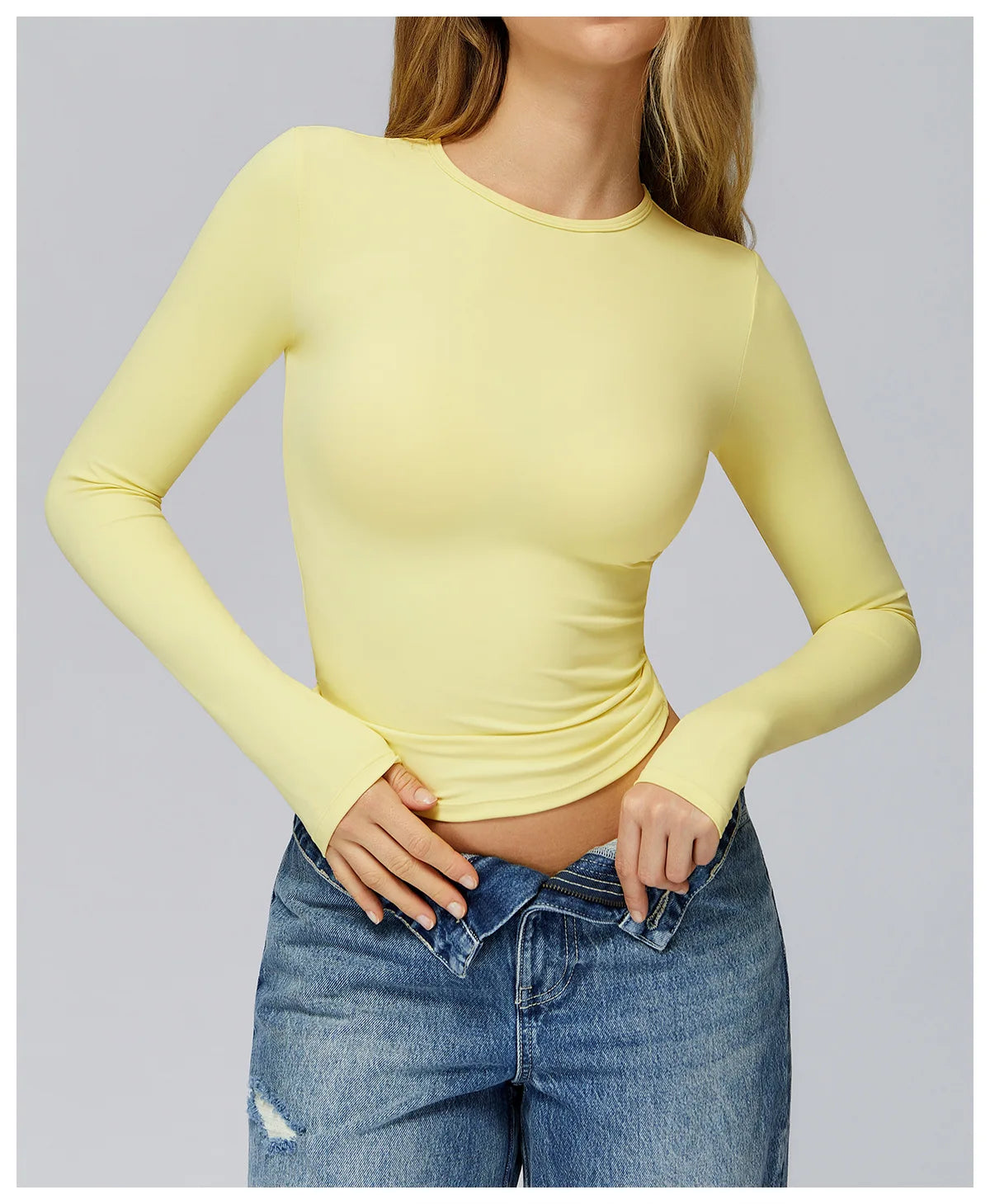Yoga T-shirts Solid Sports Top Women Long Sleeve Gym Workout Running Shirts Sexy Exposed Navel Quick Dry Fitness Gym Sport Wear