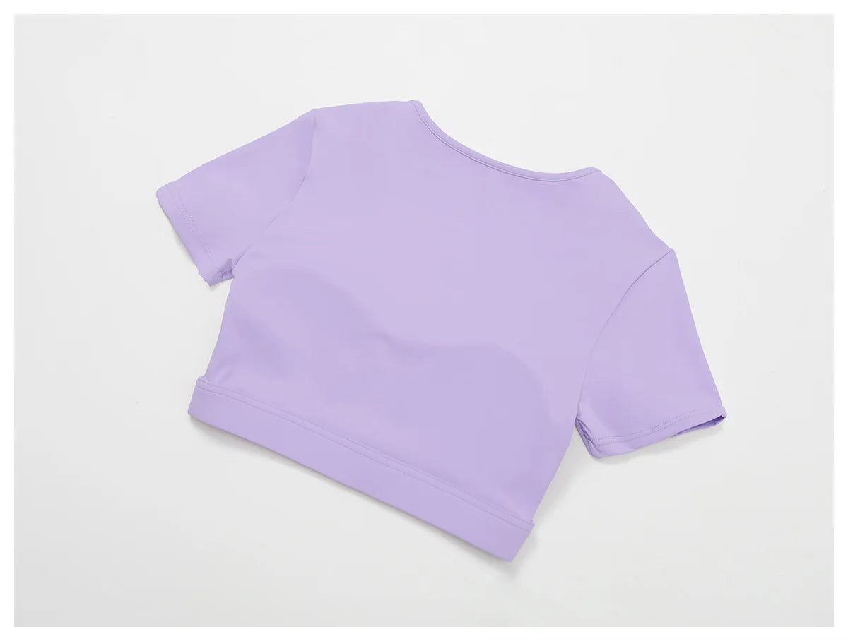 Women's Tight Fitting Sports T-shirt Quick Drying Short Sleeved Hollow Out Yoga T-shirt Running Exercise Fitness Short Sleeved