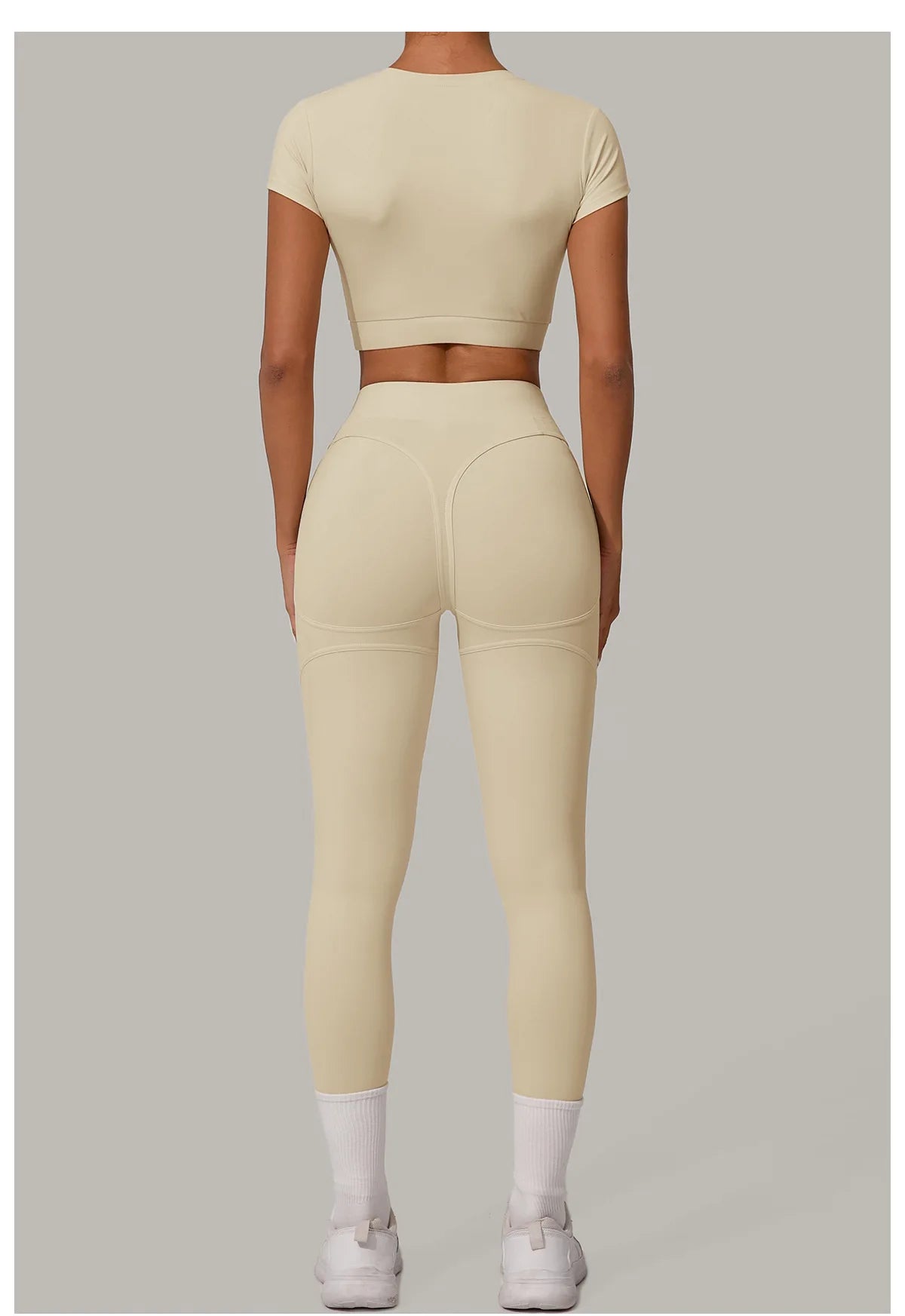 2PCS Yoga Set Gym Clothes Seamless Sportswear Yoga Suits Women Fitness Tracksuits Sports Short Sleeves Gym Leggings Sports Suits