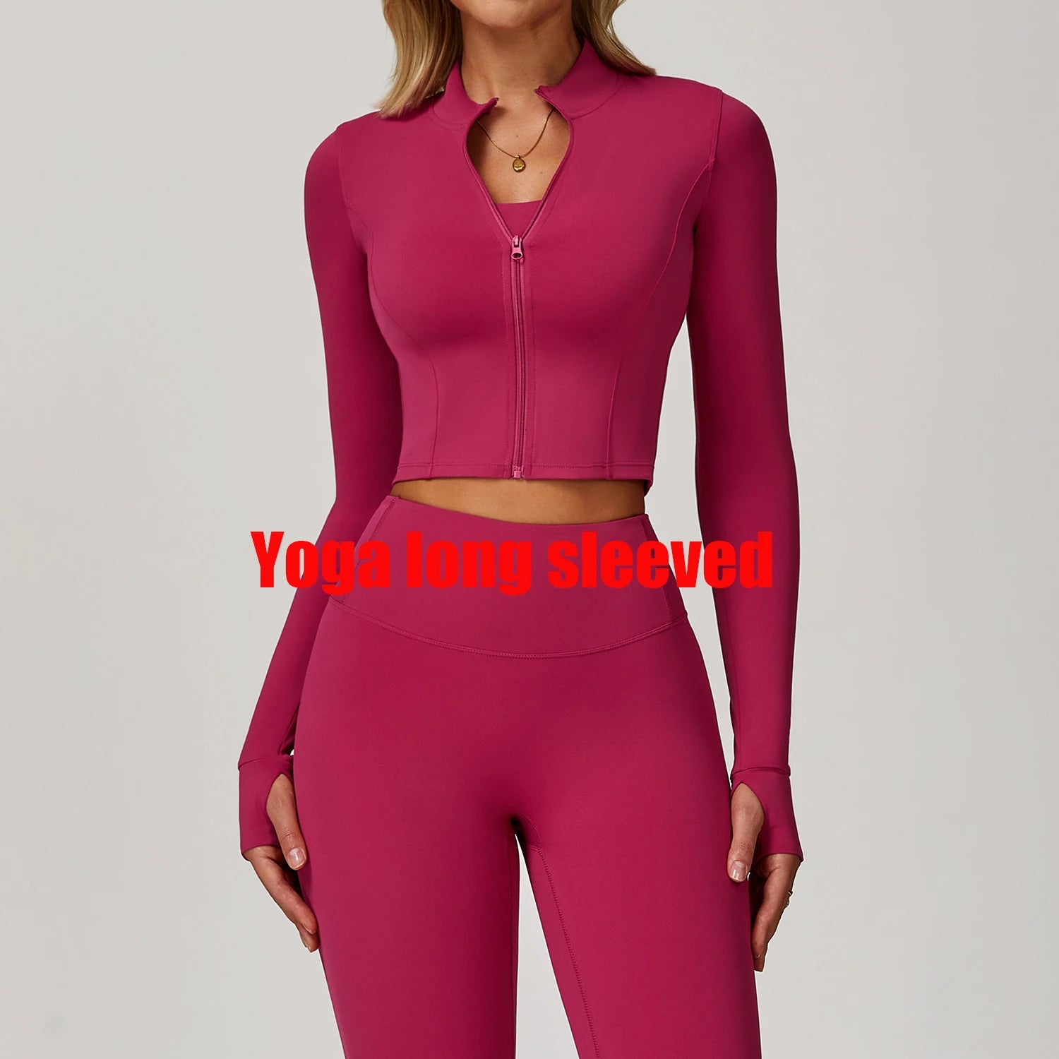 Women Outdoor Sports Long Sleeved Slim Yoga Clothes Quick Dry Zipper Cardigan Stand Up Collar Jacket Running Fitness Jacket Top