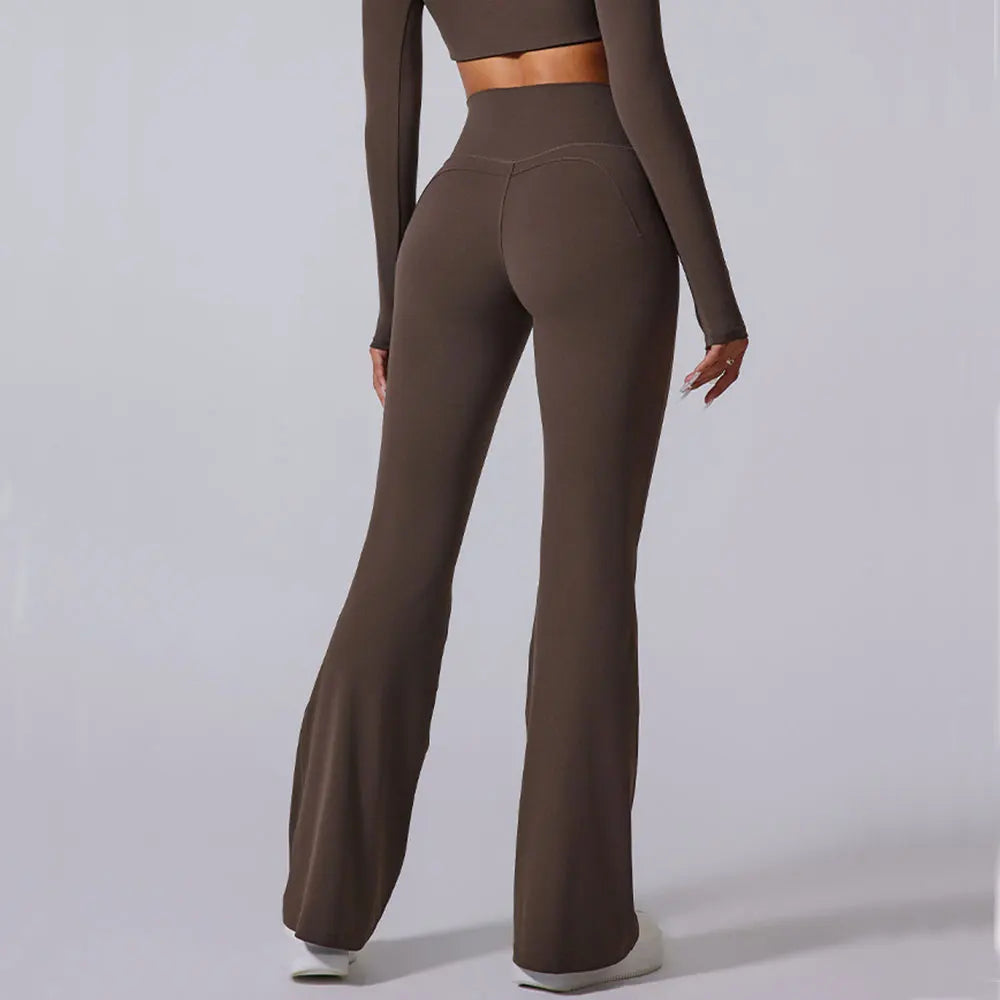 Women's High Waist Flared Leggings Gym Fitness Yoga Pants Workout Runing Sport Leggings Control Tummy Yoga Wide Leg Pants