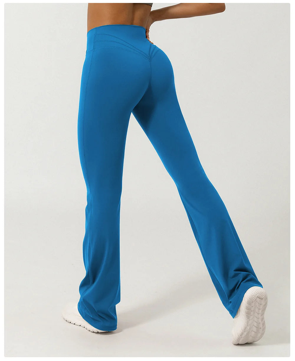 Women Yoga Bell-bottoms Tight Lifting High Waist Tights Cross Waist Sport Flared Pants Gym Running Breathable Fitness Leggings