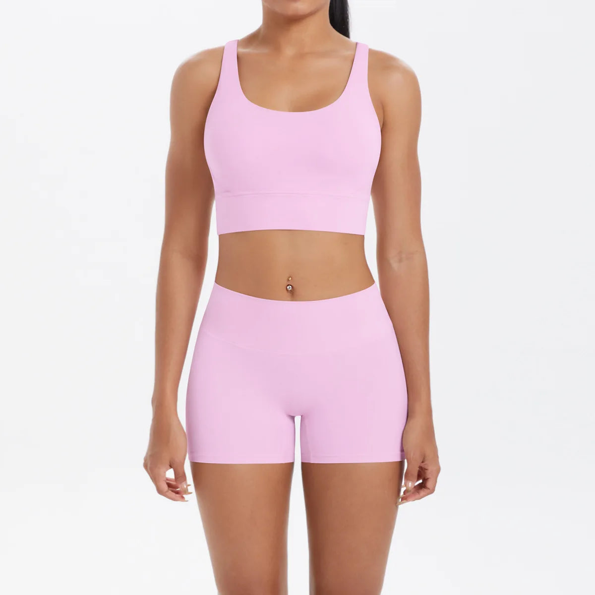 Yoga Sport Set Women Seamless Crop Top Bra Shorts Yoga Set Comfort Elastic Sportsuit Workout Outfit Fitness Gym Clothes