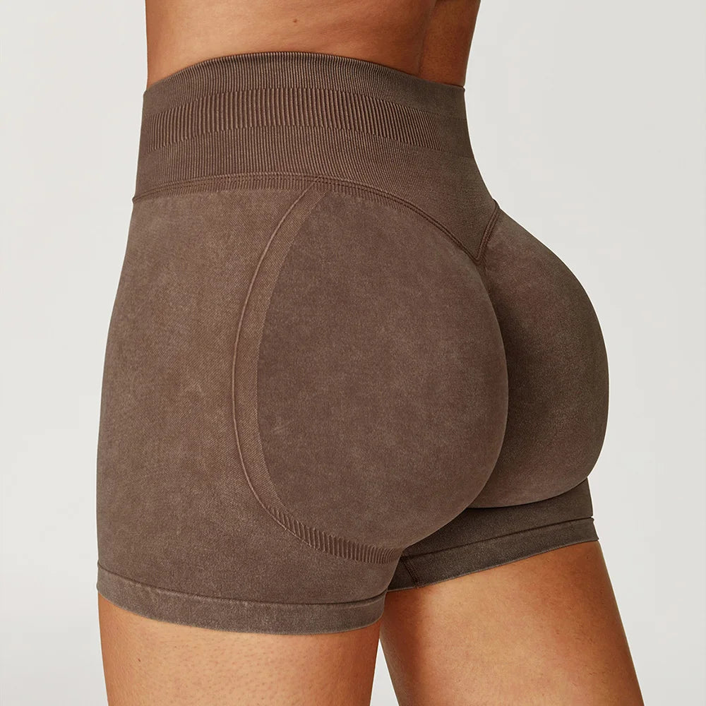 Sand Washed Yoga Shorts Women Yoga Shorts High Waist Workout Shorts Fitness Yoga Lift Butt Fitness Yoga Gym Running Short Pants